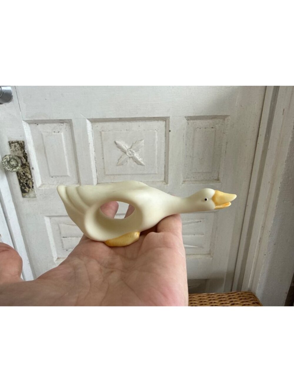 Vintage 70s Lot 5 Bisque Porcelain Geese Ducks Napking Rings Table wear Retro - Picture 4 of 9